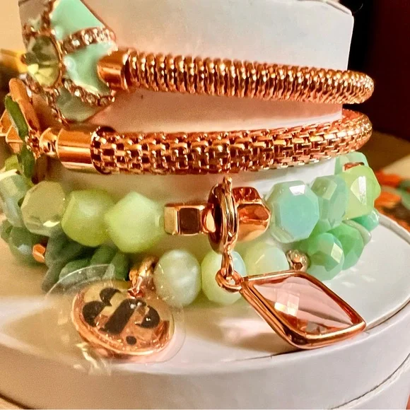 BP Green and Rose Gold Bracelet Set - Picture 2 of 5